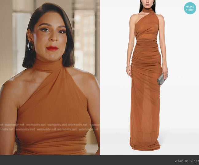 Ludovic de Saint Sernin Draped georgette-crepe maxi dress worn by Jessel Taank on The Real Housewives of New York City