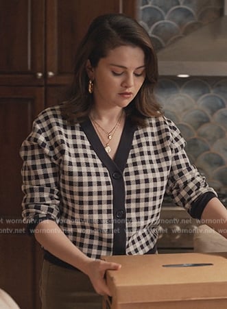 Mabel’s check contrast cardigan on Only Murders in the Building