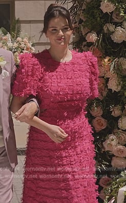 Mabel's pink textured dress on Only Murders in the Building