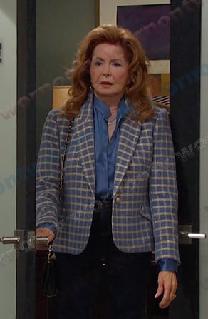 Maggie's blue plaid blazer on Days of our Lives