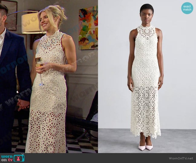 Maje Beaded Crochet Maxi Dress worn by Marine Greene (AnnaLynne McCord) on Days of our Lives