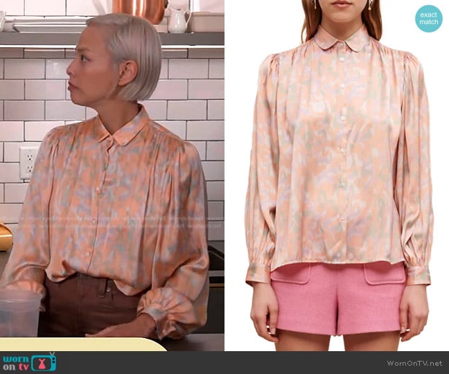 Maje Cifalisa Peter Pan Collar Shirt worn by Pilar Valdes on The Drew Barrymore Show