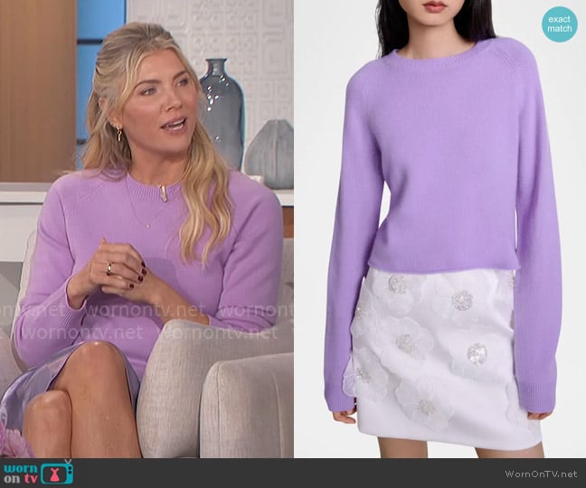 Maje Marion Sweater in Parma Violet worn by Amanda Kloots on The Talk