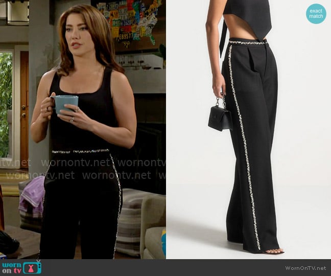 Manière De Voir Embellished Tailored Trousers worn by Steffy Forrester (Jacqueline MacInnes Wood) on The Bold and the Beautiful