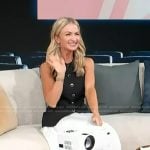 Maria Provenzano’s black button down sleeveless top on Access Hollywood