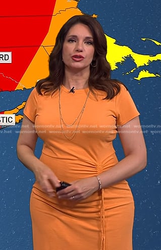 Maria's orange ruched drawstring dress on Today