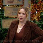 Mariah’s brown suede jacket on The Young and the Restless