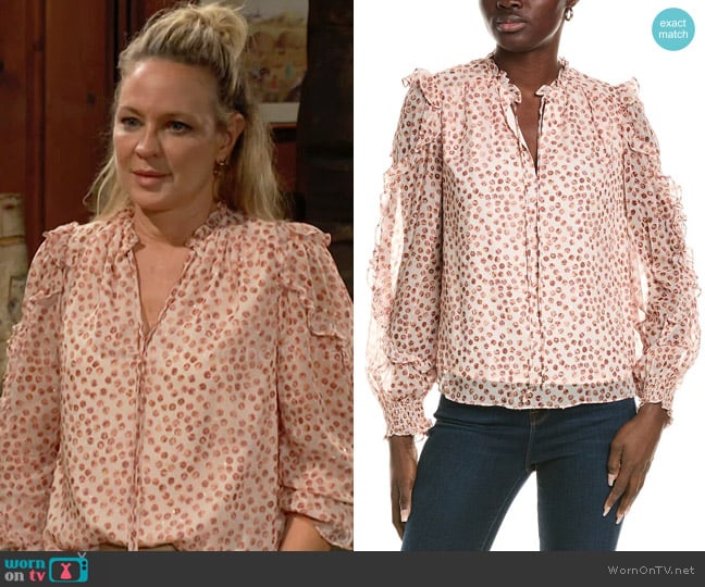 Marie Oliver Hadley silk-blend blouse worn by Sharon Newman (Sharon Case) on The Young and the Restless