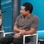 Mario’s grey polo and black sneakers on Access Hollywood