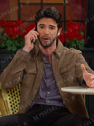 Mark's brown suede shirt jacket on Days of our Lives