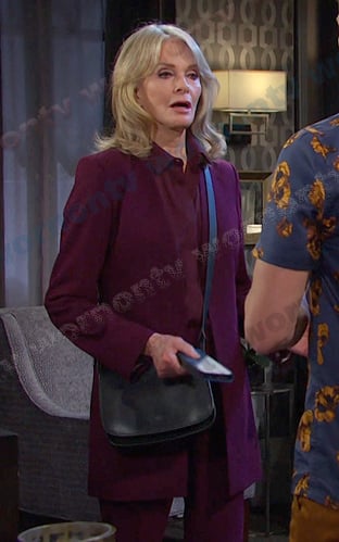 Marlena's purple open jacket and pants on Days of our Lives