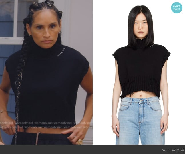 Marni Black Cropped Vest worn by Racquel Chevremont on The Real Housewives of New York City