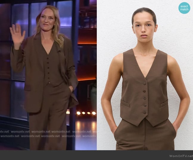 Matteau Tailored Waistcoat worn by Uma Thurman on The Kelly Clarkson Show