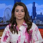 Maura Barrett’s pink tie dye shirtdress on NBC News Daily