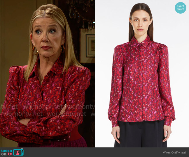 Max Mara Mino Blouse worn by Nikki Reed Newman (Melody Thomas-Scott) on The Young and the Restless