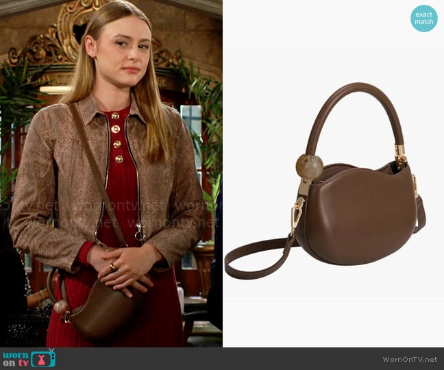 Melie Bianco Jennie Bag in Chocolate worn by Claire Grace (Hayley Erin) on The Young and the Restless