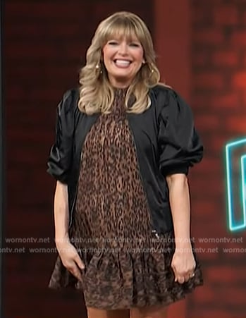 Melissa’s leopard print mini dress on Access Hollywood