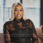 Mia’s black lace confessional dress on The Real Housewives of Potomac