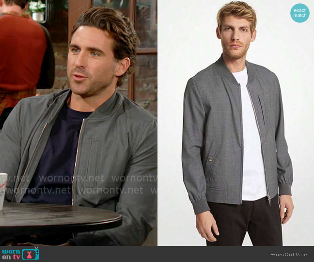 Michael Kors Stretch Wool Bomber Jacket worn by Chance Chancellor (Conner Floyd) on The Young and the Restless