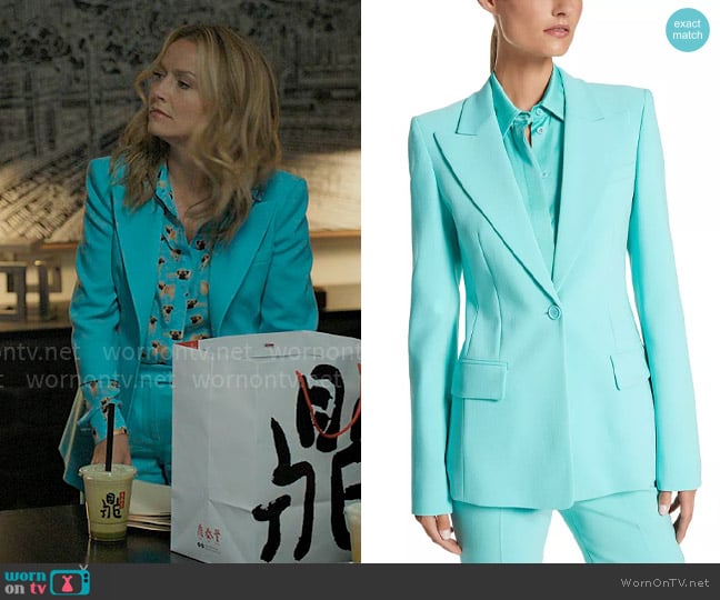 Michael Kors Collection Georgina Blazer in Seafoam worn by Lorna Crane (Becki Newton) on The Lincoln Lawyer