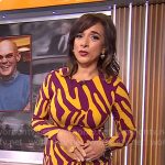 Michelle Miller’s purple and yellow printed dress on CBS Mornings