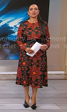 Michelle Miller’s kaleidoscope floral dress on CBS Mornings