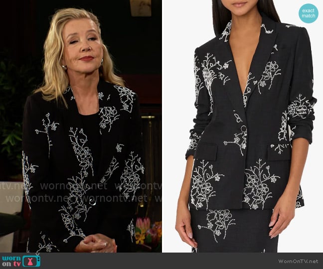 Milly Alexa Beaded Embroidered Blazer worn by Nikki Reed Newman (Melody Thomas-Scott) on The Young and the Restless