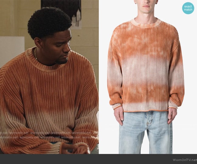 MNML Tie Dye Open Knit Sweater worn by JR (Sylvester Powell) on All American Homecoming