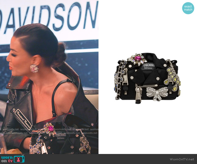 Moschino Biker Glitter Handbag worn by Bronwyn Newport on The Real Housewives of Salt Lake City