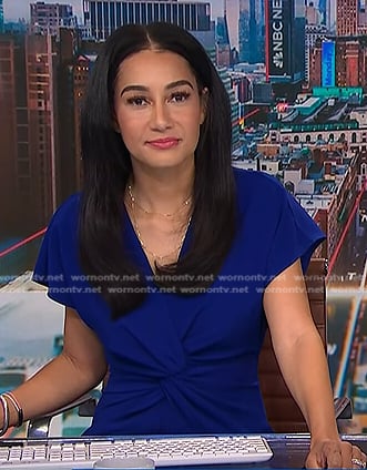 Morgan’s blue twist front dress on NBC News Daily