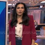 Morgan’s burgundy ruched sleeve blazer on NBC News Daily