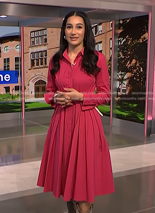 Morgan's pink midi shirtdress on NBC News Daily