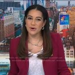 Morgan’s burgundy ruched sleeve blazer on NBC News Daily