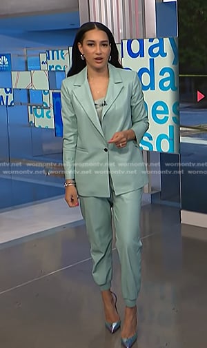 Morgan's blue leather blazer and pants on NBC News Daily