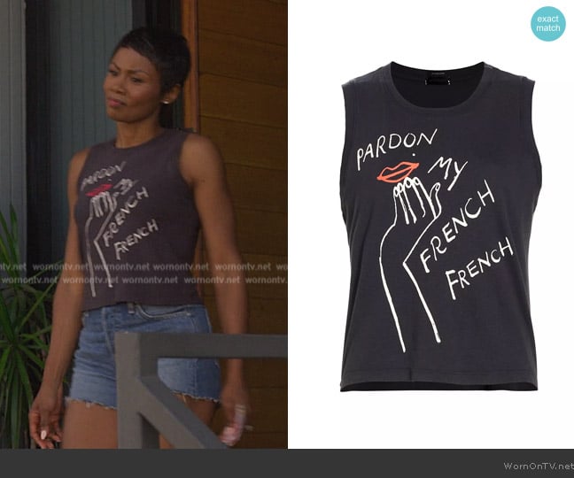 Mother Strong And Silent Type Cotton Muscle Tank worn by Jax Stewart (Emayatzy Corinealdi) on Reasonable Doubt