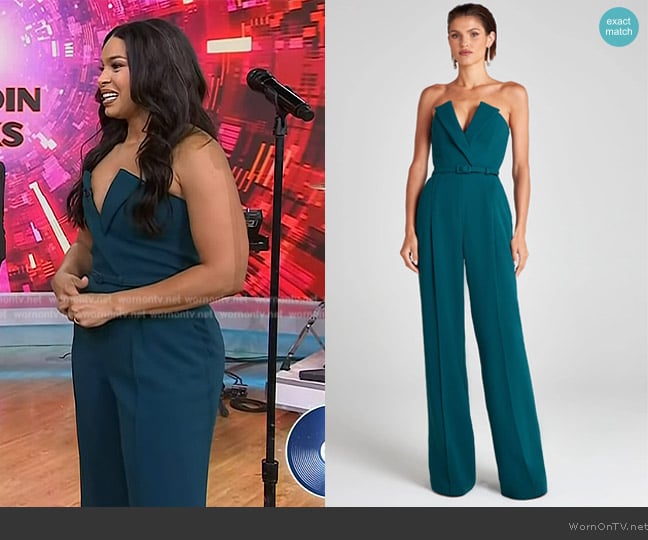 Nadine Merabi Vanessa Teal Jumpsuit worn by Jordin Sparks on Today