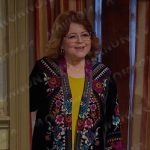 Nancy’s black floral embroidered jacket on Days of our Lives