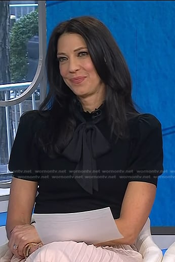 Natalie's black tie neck top on Today