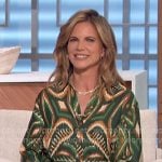 Natalie’s green ikat print shirtdress on The Talk