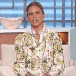 Natalie’s green paisley print dress on The Talk