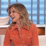 Natalie’s orange corduroy button front dress on The Talk