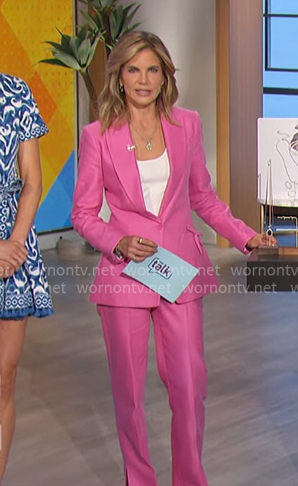 Natalie's pink bow pocket blazer and pants on The Talk