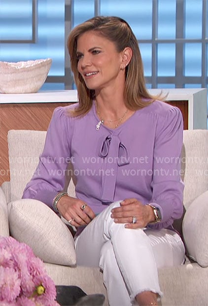 Natalie's purple bow sweater on The Talk