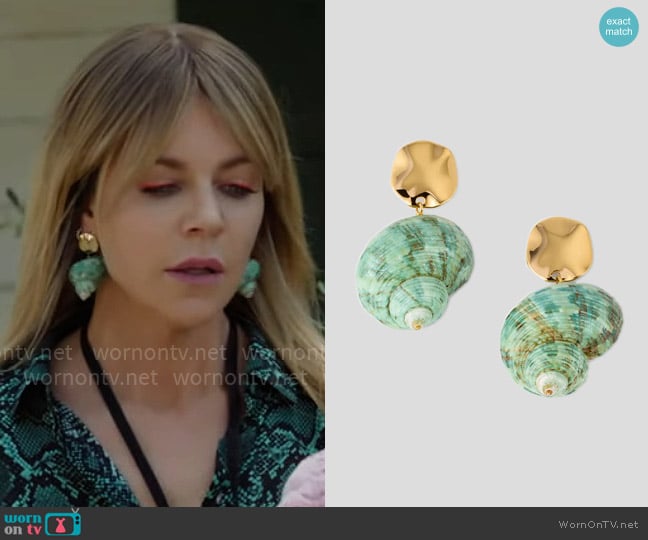 Nest Jewelry Green Seashell Drop Earrings worn by Morgan Gillory (Kaitlin Olson) on High Potential