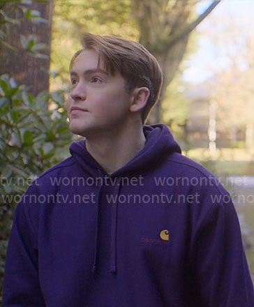 Nick’s purple Carhartt hoodie on Heartstopper