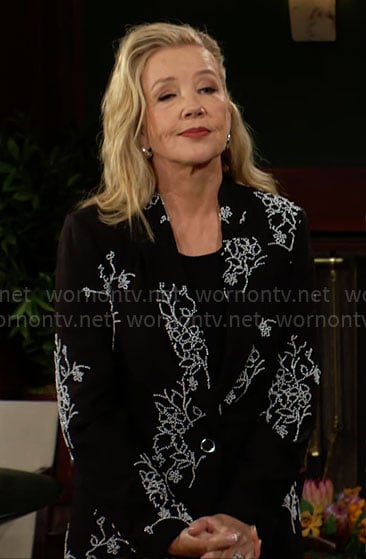 Nikki’s black beaded blazer on The Young and the Restless