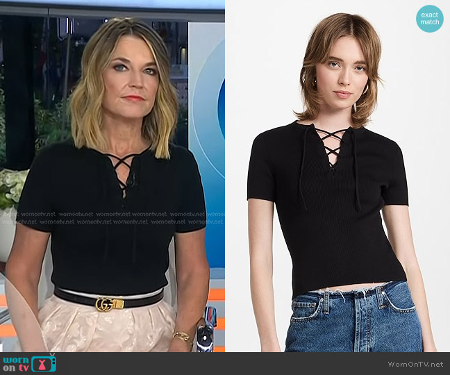 Nili Lotan Wells Lace Up Sweater worn by Savannah Guthrie on Today