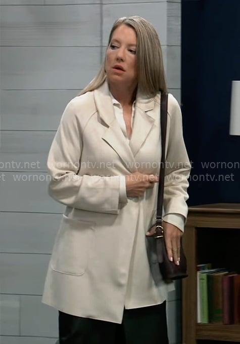 Nina's ivory suede jacket on General Hospital