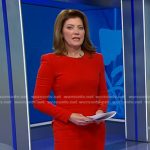 Norah’s red long sleeve midi dress on CBS Evening News