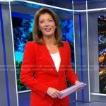 Norah’s red suit on CBS Evening News